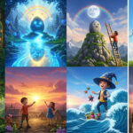 Bachche jungle, nadi, patang, titali, aur chamakti cheezon ke beech magic aur adventure ka anand le rahe hain, rangin aasman aur jadoo bhari duniya mein.